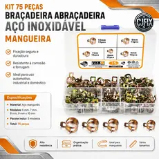 KIT 75 PEÇAS BRAÇADEIRA ABRAÇADEIRA AÇO INOXIDAVEL MANGUEIRA