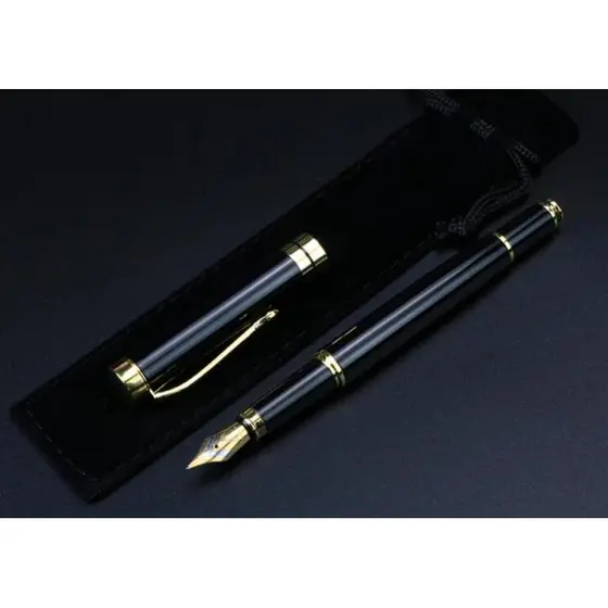CANETA TINTEIRO PENA LUXO PRESENTE PRETA LISACOM CAPA MOD 02