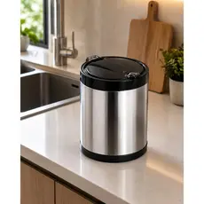 Lixeira de Pia Cesto de Lixo 2,5 litros Inox Click Cozinha Preta com Tampa Viel
