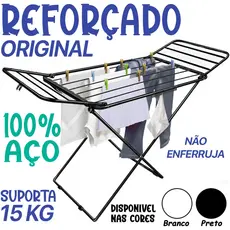 Varal de Chão com Abas Reforçado Aço Dobrável Miami Cortelux Branco Preto Azul