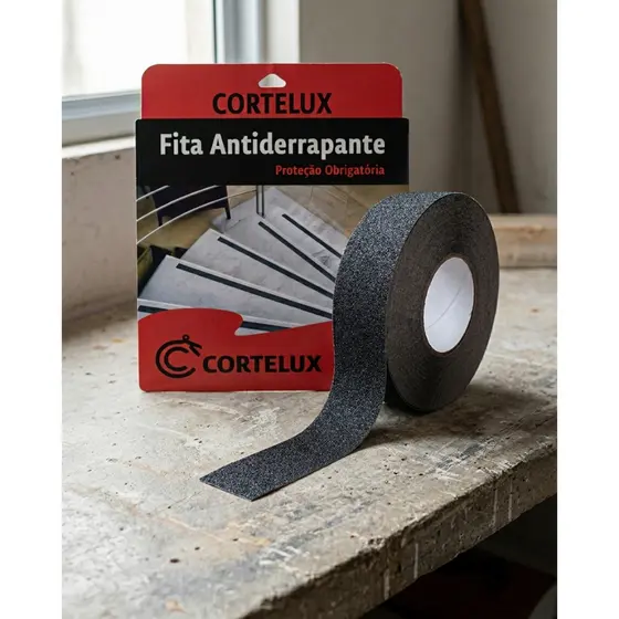 Fita Antiderrapante Vonder 5 Metros Preta Escada Piso 50mm Anti Derrapante Adesiva Auto Colante