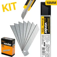 Kit 50-200 Lâminas para Estilete Larga 18mm Vonder Profissional Reforçada Segmentada Original Atacado