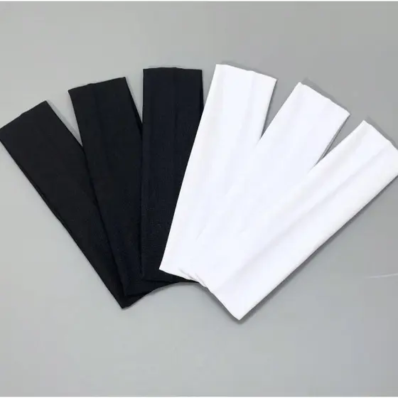 Faixa de Cabelo Elástico Tiara Branco Preto Ginástica Academia