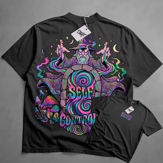 Camiseta Oversized Self Control Mistic Mago Psicodelico StreetWear Camisa Premium Style