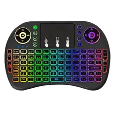 Mini Teclado Mouse Sem Fio Controle Tv Smart Pc Usb Touchpad Rgb Led Colorido Luzes
