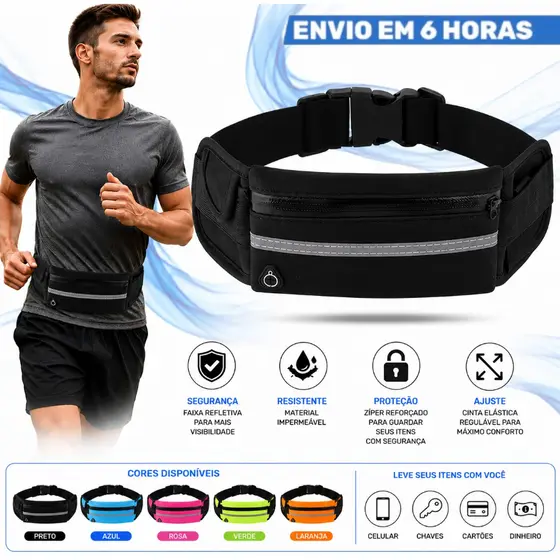 Pochete porta garrafa de água esportiva corrida slim impermeável porta celular caminhada academia