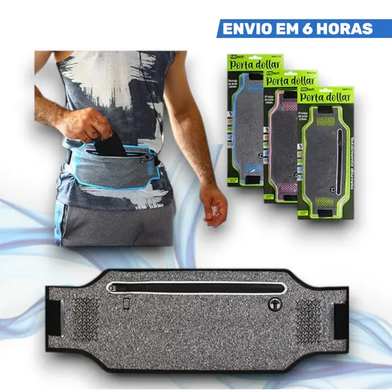 Pochete Esportiva Slim Porta Dolar Celular Cores para Corrida e Academia Refletiva Ajustável