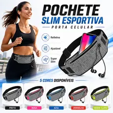 Pochete Esportiva Slim Porta Dolar Celular Cores para Corrida e Academia Refletiva Ajustável