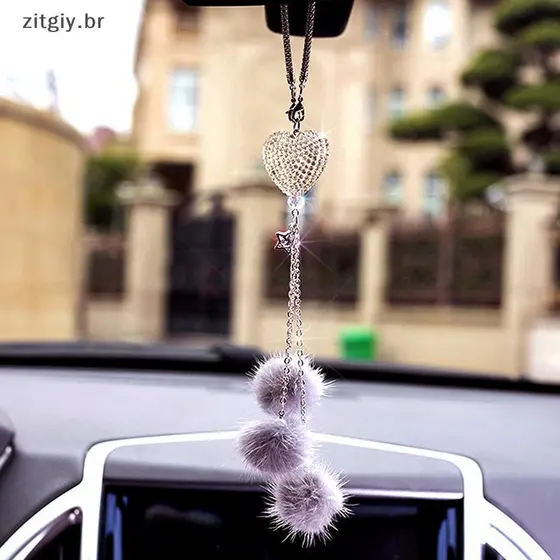 [zitgiy] Pingente De Pelúcia De Cristal De Strass , Espelho Retrovisor Automático , Ornamento De Carro , Acessórios De S