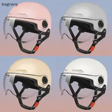 [bagreny] Capacete De Segurança Masculino E Feminino Adulto Crianças Desenho Animado Motocicleta Elétrica Meio Com Óculo