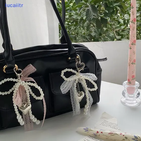 lucaiitr Laço Arco Chaveiro 1 Pçs Doce Frisado Pingente Cinta Para Caso Do Telefone Móvel Bolsa Feminina Presente Acessó