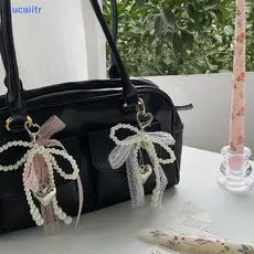 lucaiitr Laço Arco Chaveiro 1 Pçs Doce Frisado Pingente Cinta Para Caso Do Telefone Móvel Bolsa Feminina Presente Acessó