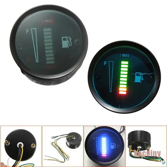 [KCY] Medidor De Nível De Combustível Para Motocicleta 12V/24V Universal 52mm Luz LED 8
