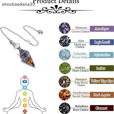 [Shnzd] Pêndulo De Cristais De Cura De 7 Chakras Naturais Para Radiestesia Adivinhação Pêndulos De Pedra De Quartzo Anti