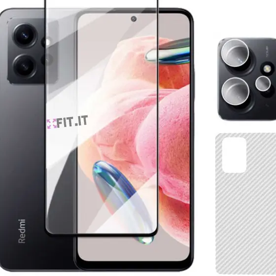 Kit 3x1 Película Frontal 3d vidro + Película Traseira + Película Câmera para Poco X5 Redmi Note 12