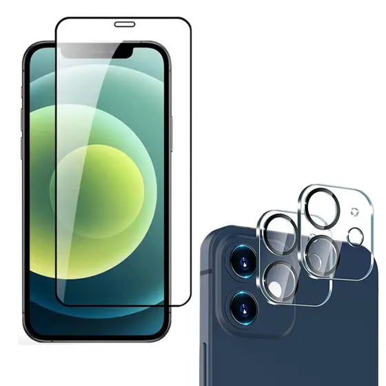 Película de Vidro 3D Temperado + Película Câmera Vidro iPhone 12