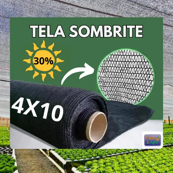 Tela Sombrite Preta 30% - 4x10 metros.