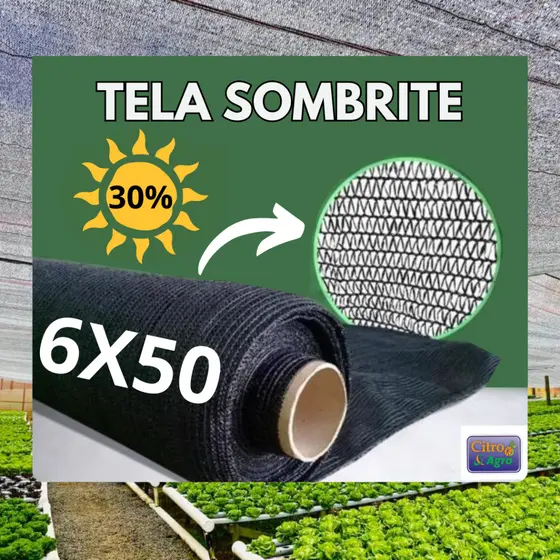 Tela Sombrite Preta 30%  - 6x50 metros.