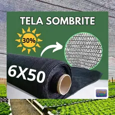 Tela Sombrite Preta 30%  - 6x50 metros.