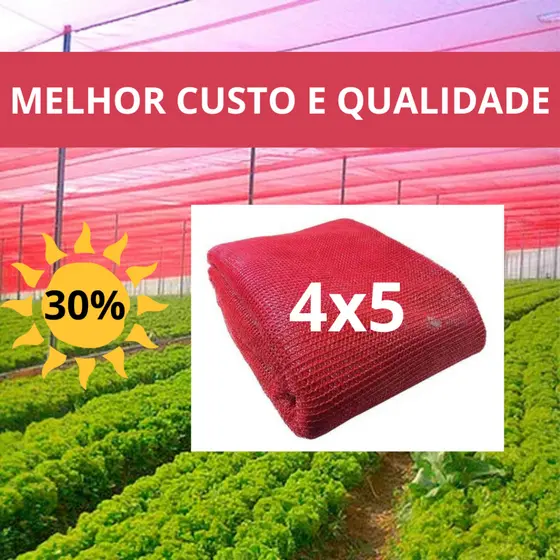 Tela Sombrite Vermelha 30% - 4x5 metros.