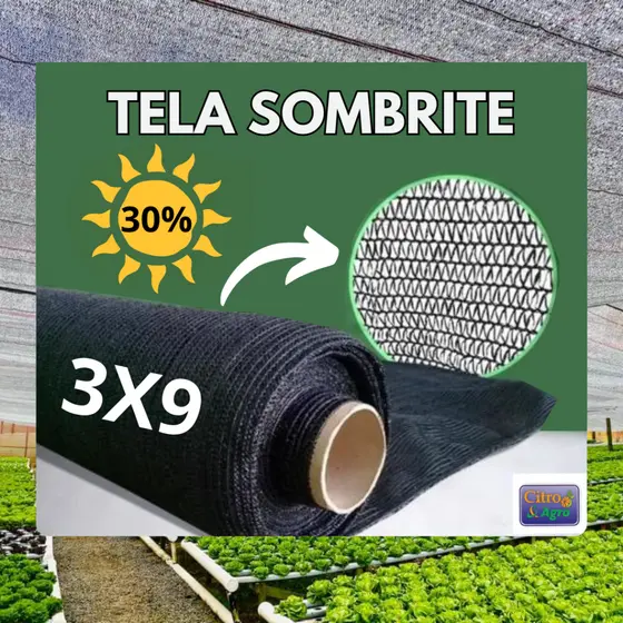 Tela Sombrite Preta 30%  - 3x9 metros.