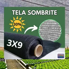 Tela Sombrite Preta 30%  - 3x9 metros.