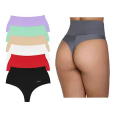 Kit Calcinhas Cós Alto Cintura Alta Modeladora Fio Duplo Conforto Não Marca