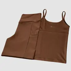 Short Bolso Lateral Camiseta Regata Alça Fina Forrada Conjunto Fitness Feminino
