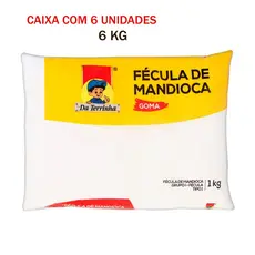 Fécula De Mandioca Da Terrinha Goma Polvilho Pacote 1 KG - Caixa 6 KG
