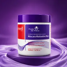 Máscara Matizadora Karmell 500ml Matizador Roxo Tratamento Cabelos Loiros Neutraliza Tons Amarelados
