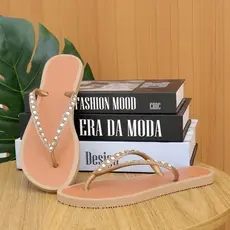 Sandália Papete Feminina Leve Birken Strass Chinelo de Dedo Elegância e Conforto