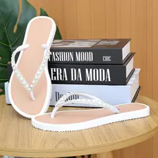 Sandália de Dedo Feminina com Strass Estilo Casual  Sofisticado Leveza e Charme aos Seus Pés