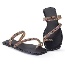 Sandália Papete Feminina Strass Brilho Conforto Elegante Vintage Retro Verao