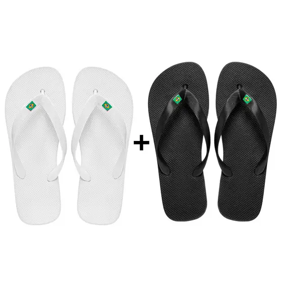 Kit Chinelo Masculino Feminino Branco Brasil Preto promoçao