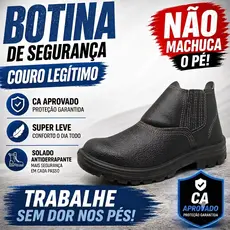 Botina Segurança Trabalho Pesado Solado Borracha Profissional Alta Durabilidade CA Bico PVC