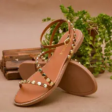Sandália Rasteira Feminina Linha Premium Boho Chique Delicada Detalhe Tiras Ajuste Fivela Tornozelo
