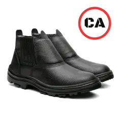 Bota EPI Segurança Tênis Trabalho Reforçado com C.A Botina de Couro com Solado Borracha Industriais