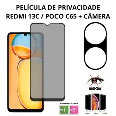 Película de Privacidade Vidro 3D + Película para Câmera Redmi 13C / Poco C65