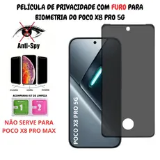Película de Privacidade Vidro Xiaomi Poco X8 PRO 5G - Com Furo Para Biometria