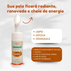 Mousse de limpeza facial sabonete facial Vitamona C limpa esfolia e demaquila bella bem me quero 150ml