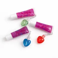 Gloss Duplo Labial Infantil com Chaveiro Coração – Brilho Colorido e Divertido
