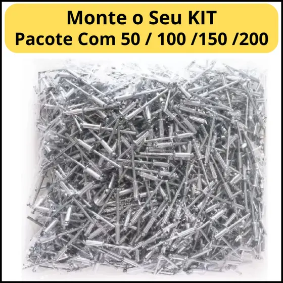Escolha seu Pacote de 50 á 300 Rebite Pop Repuxo Alumínio 312 3,2x12mm