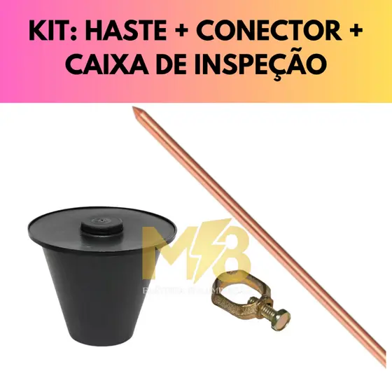 CAIXA DE INSPEÇÃO CONICA+  HASTE TERRA 10mm x1,2mt + CONECTOR