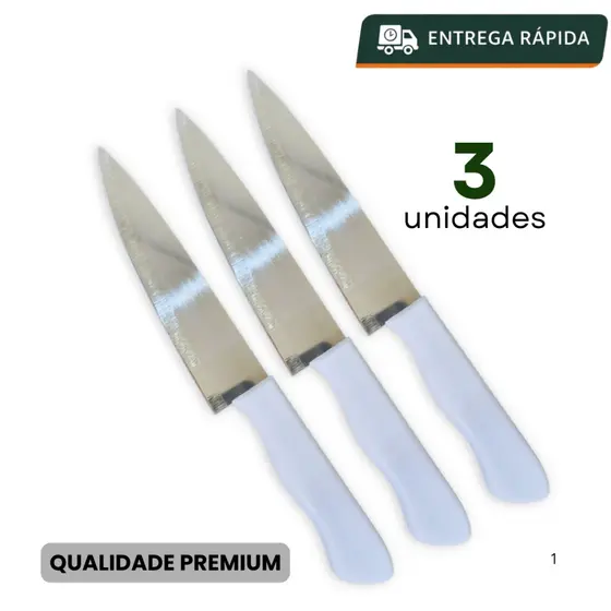 Kit 3 ou 2 Facas Peixeira Inox Profissional 6" Cozinha Churrasco Legumes Restaurantes Anatômico