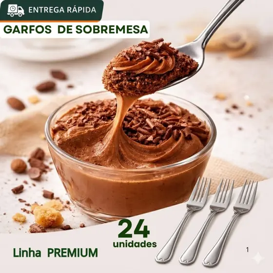 Conjunto 24 | 12 |36 Garfos Sobremesa Elegante Aço Inox Casa Enxoval Restaurante Buffet