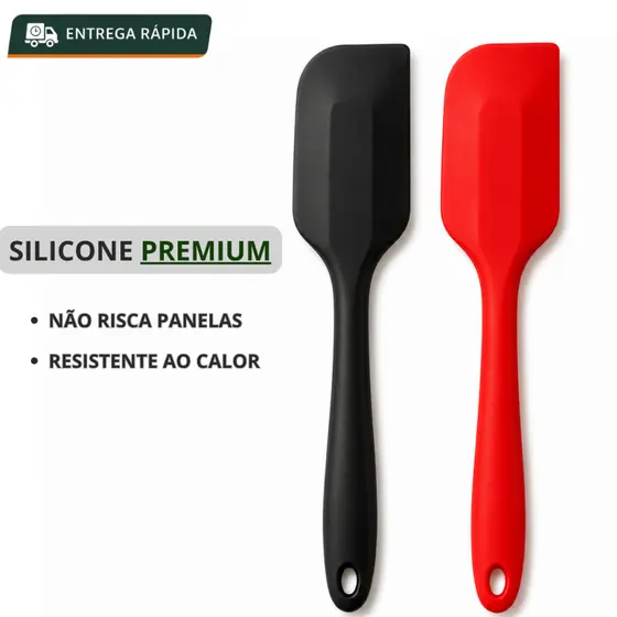 Espátula Silicone Pão Duro 27cm Reta Premium Resistente ao Calor