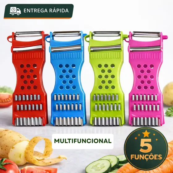 Descascador Ralador 5 em 1 Legumes Cenoura Cortador Manual Fatiador Cozinha Prático
