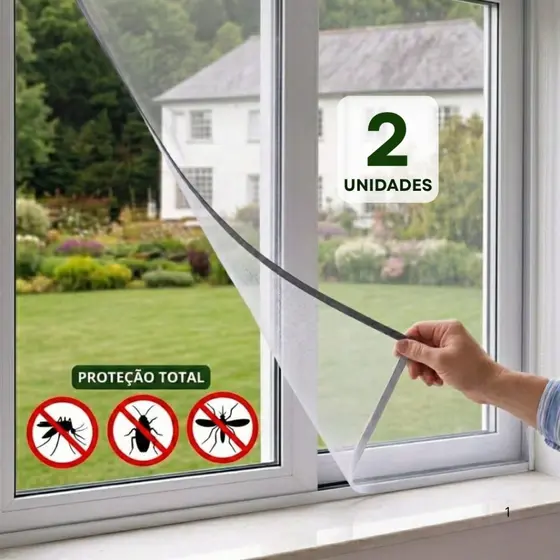 Tela Mosquiteira Para Janela 1,3x1,5m Ajustável Com Velcro Anti Mosquito Pernilongo Fácil Instalar
