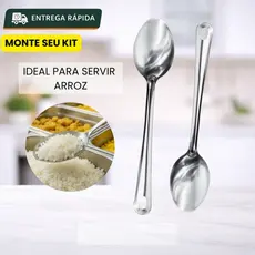 Kit Colher Grande De Servir Arroz Inox Elegante Resistente Cozinha Moderna Profissional