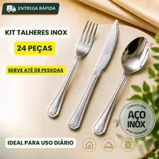 Kit 24/36/48 Jogo Talheres Aço Inox Garfo Faca Colher Mesa Posta Uso Diário Cozinha